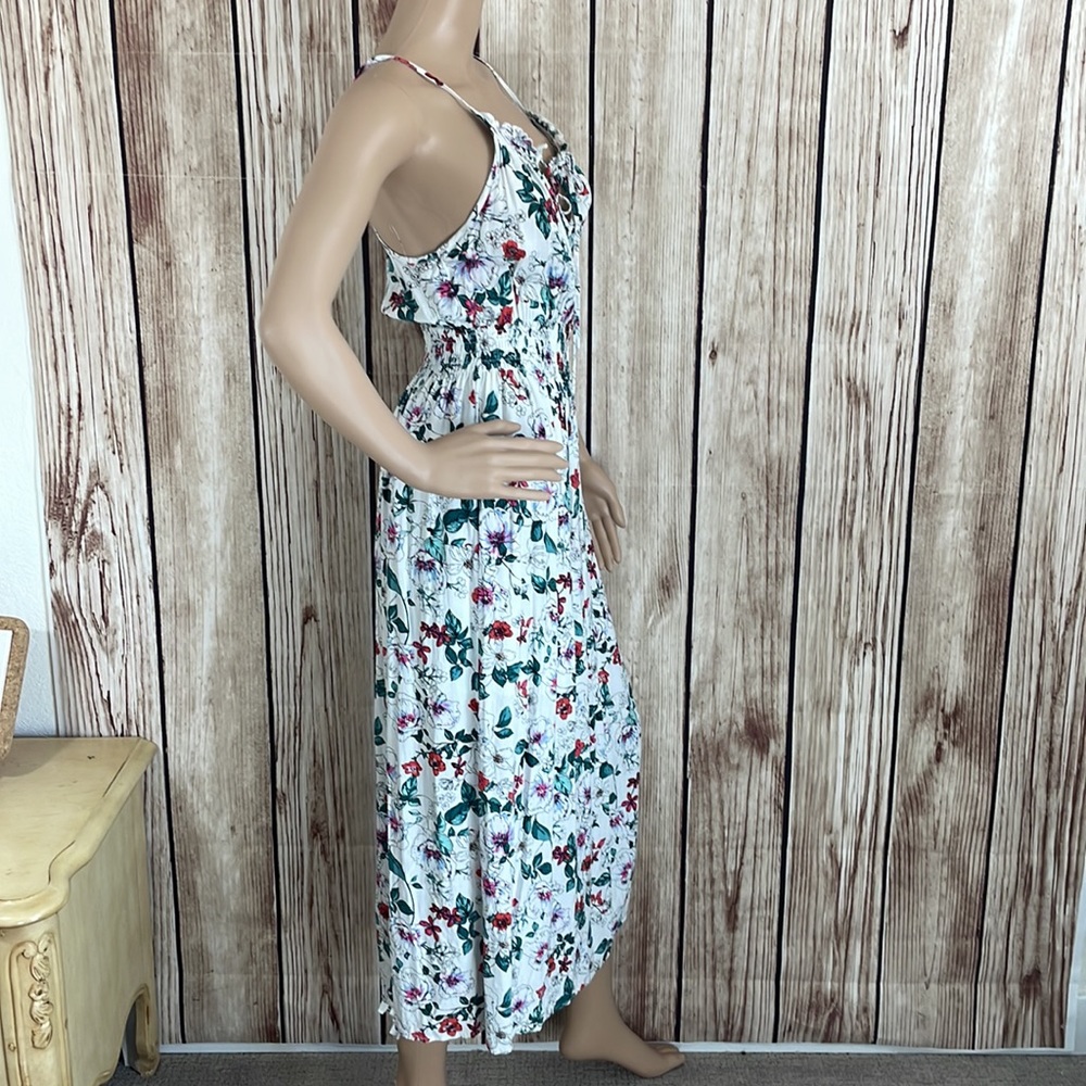 Favlux Fashion White Stretchy Floral Maxi Dress with White Lining Med - Picture 8 of 12